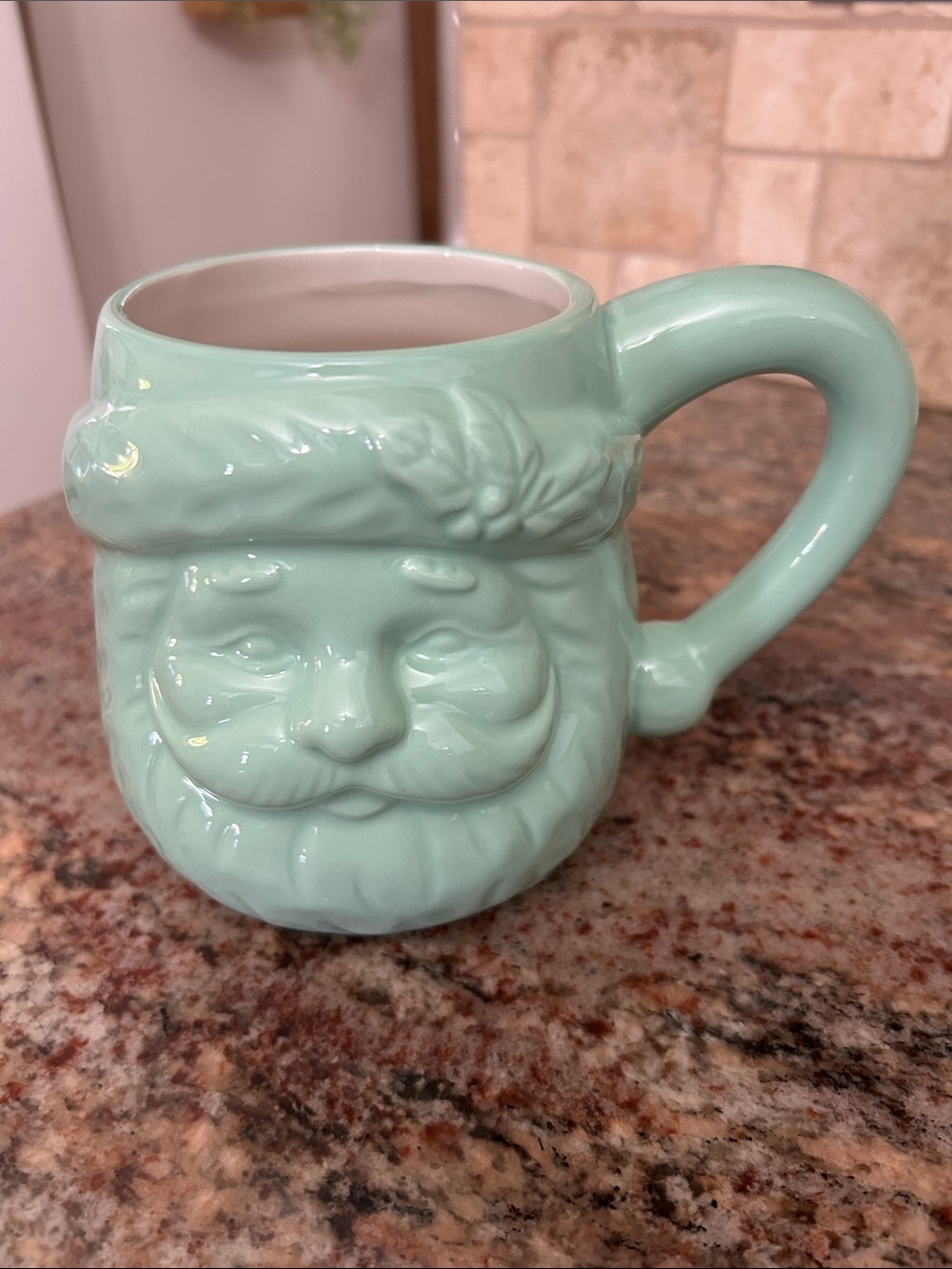 Mint Green Santa Face Ceramic Mug - Brand